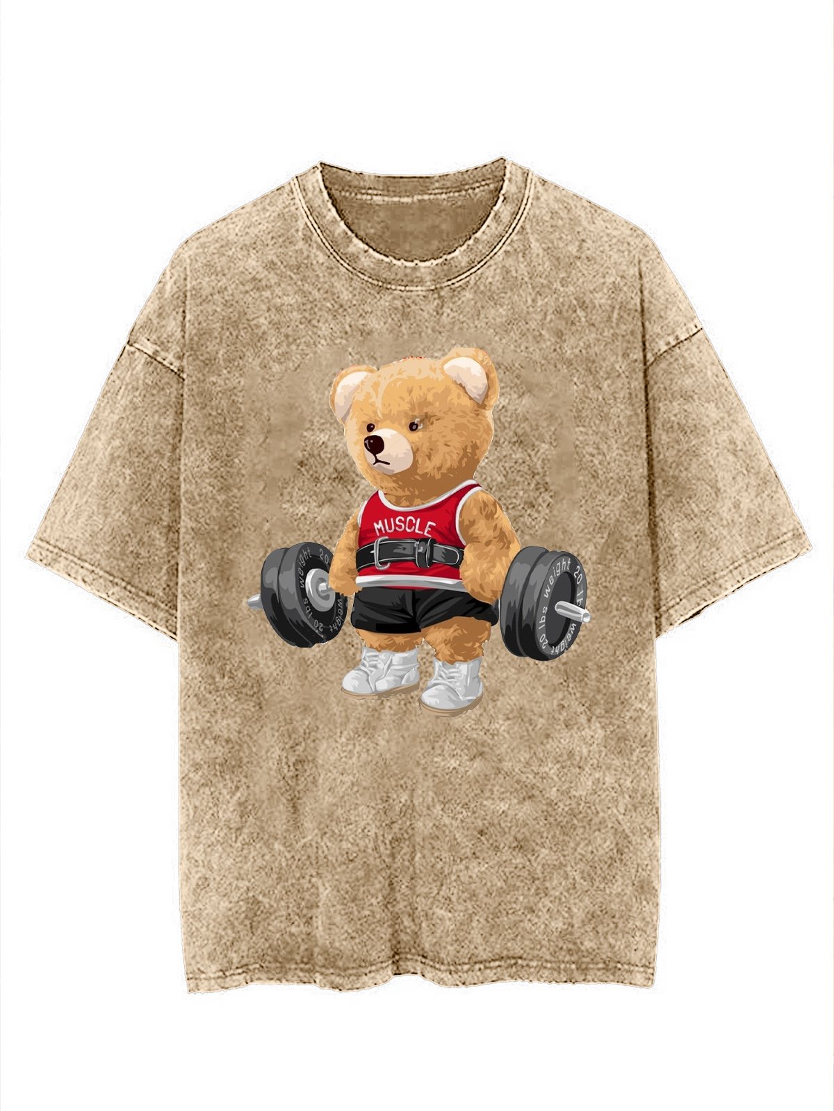 Cotton  Exercise Bear Washed Gym T-Shirt