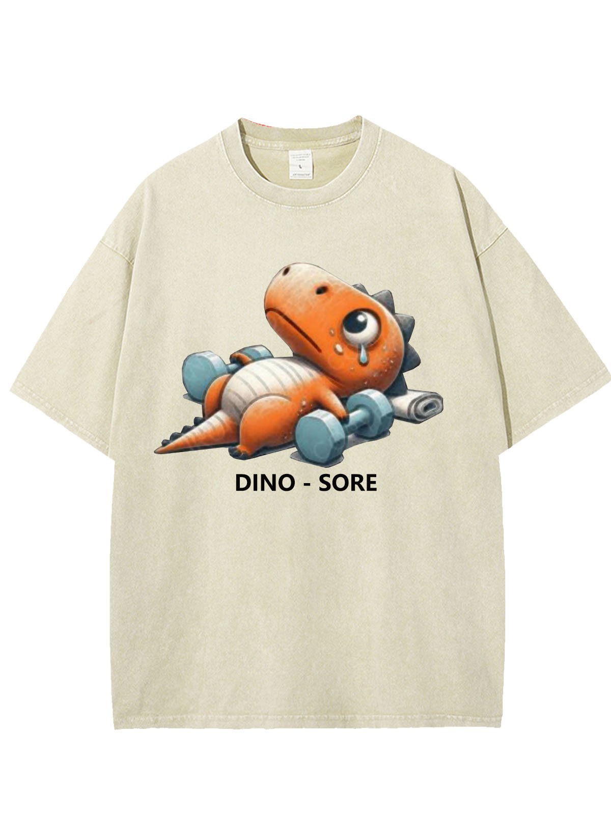 Dinosaur Fitness Printed Washed T-shirt