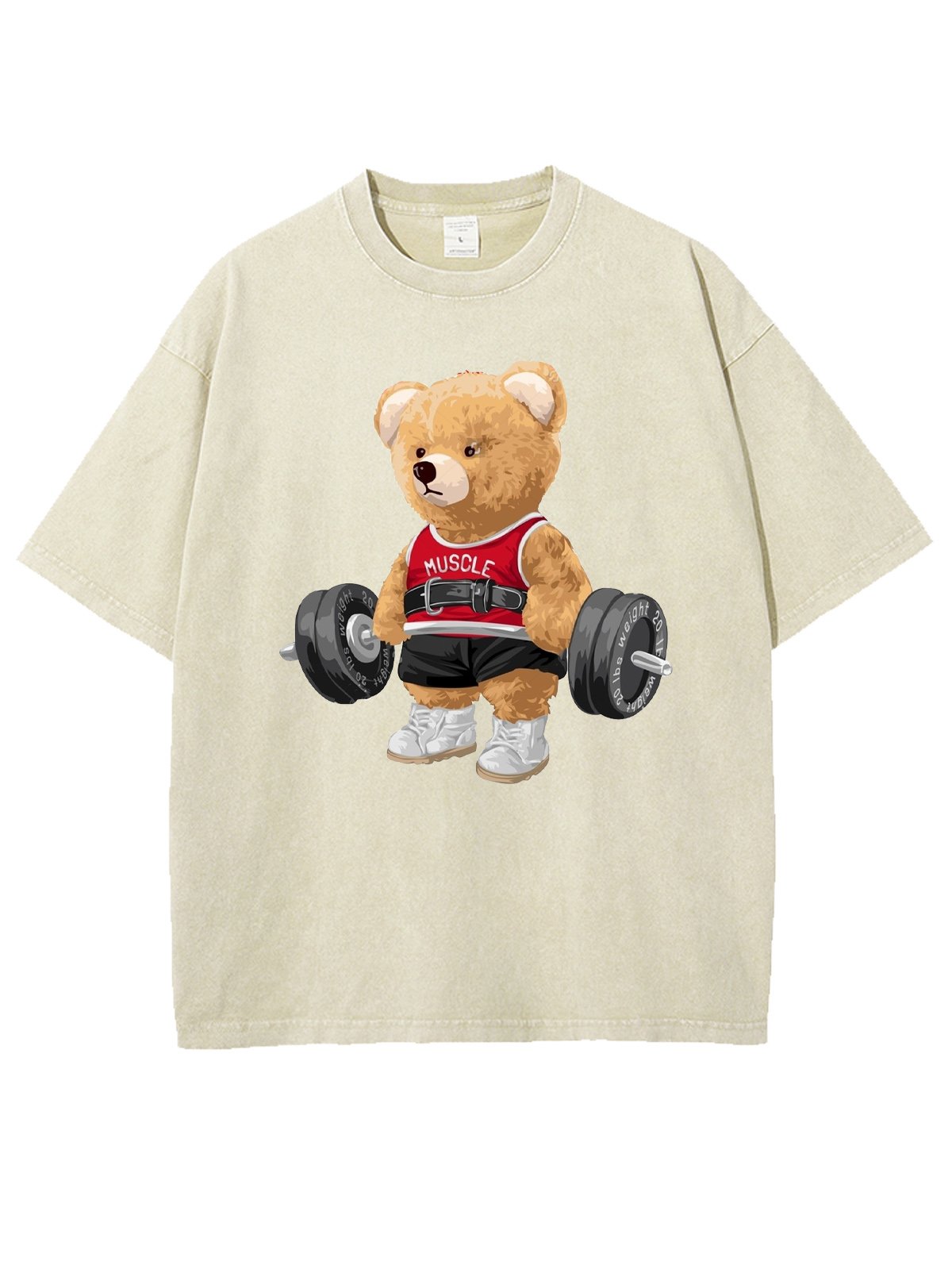 Cotton  Exercise Bear Washed Gym T-Shirt