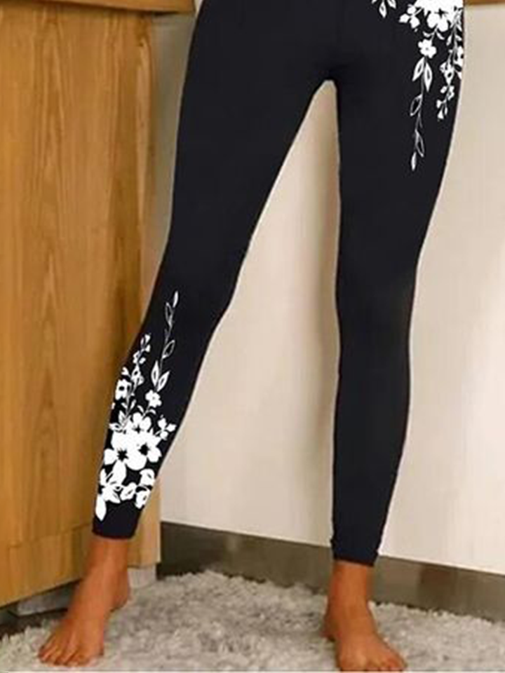 Jersey Floral Casual Leggings