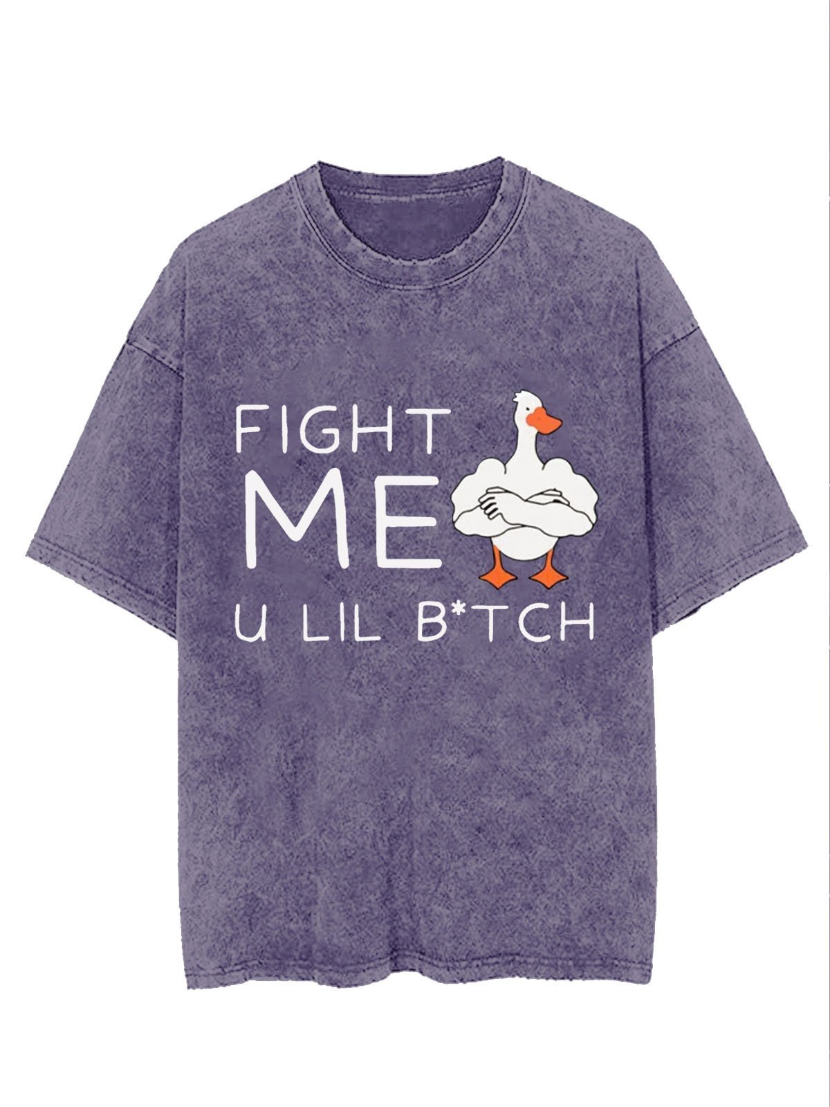 Fitness Duck Text Letter Printed Washed T-shirt