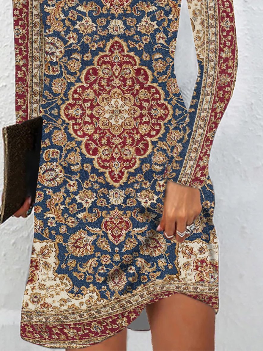 Ethnic Jersey Casual Dress