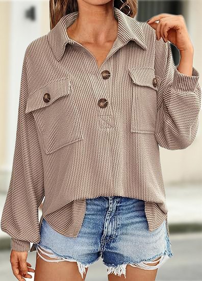 Women's Long Sleeve Blouse Spring/Fall Army Green Plain Shirt Collar Daily Going Out Casual Top