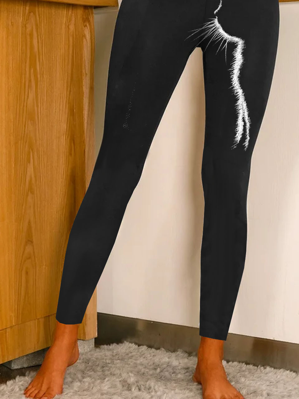 Cat print casual women's tight leggings