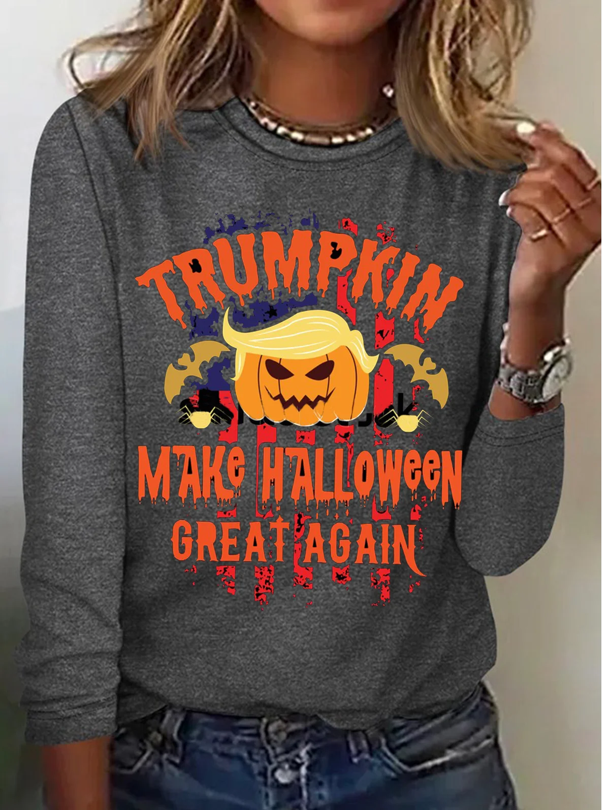 Loose Crew Neck Casual Halloween T-Shirt