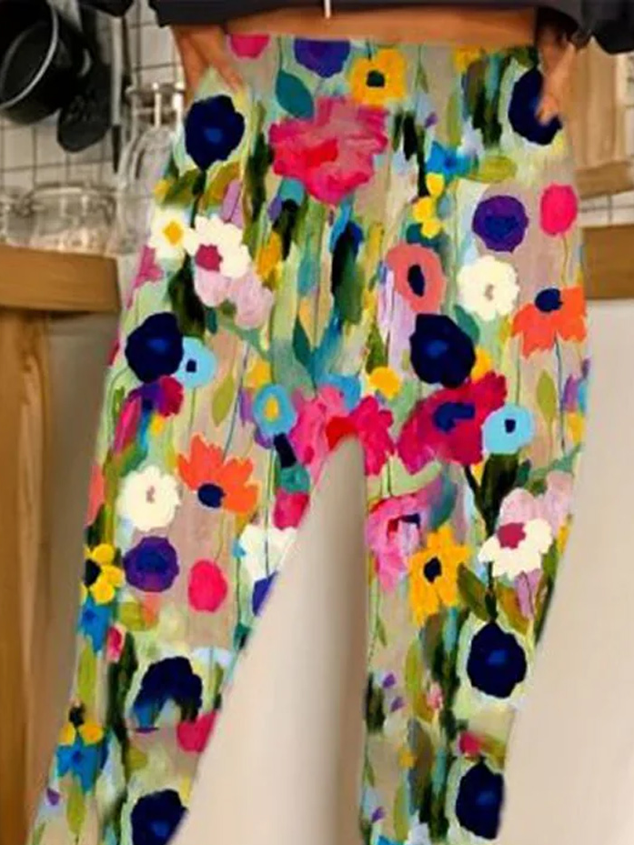 Casual Floral Jersey Tight Leggings