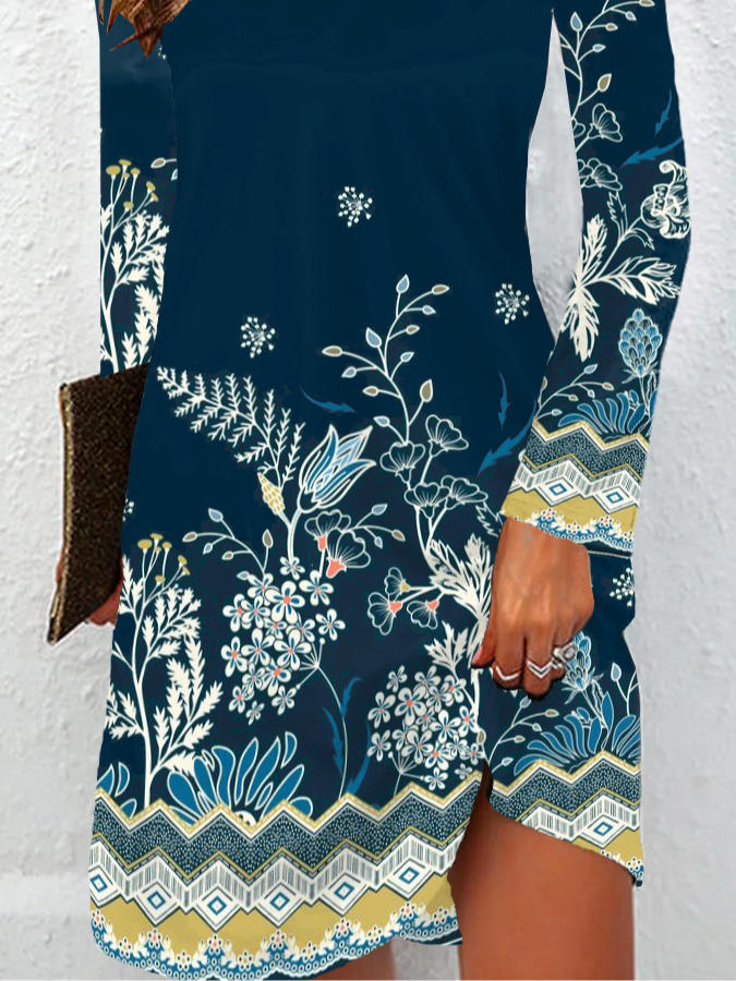 Casual Crew Neck Jersey Ethnic Dress