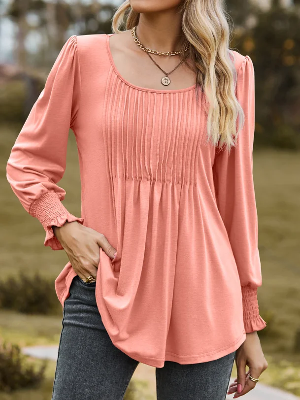 Jersey Casual Pleated T-Shirt