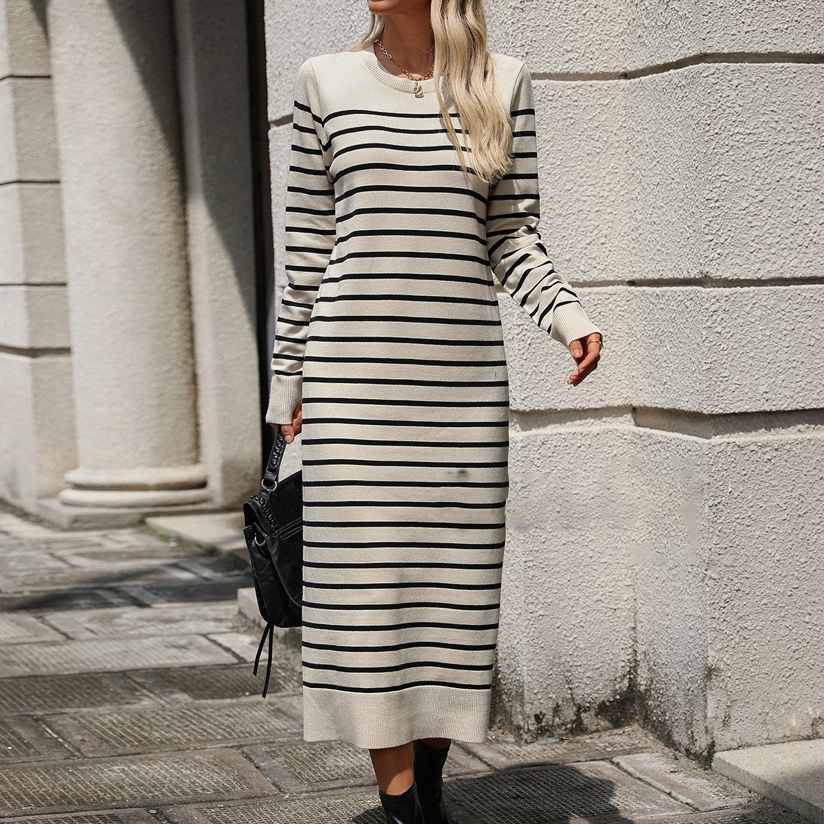 Casual Loose Sweater Dress With No