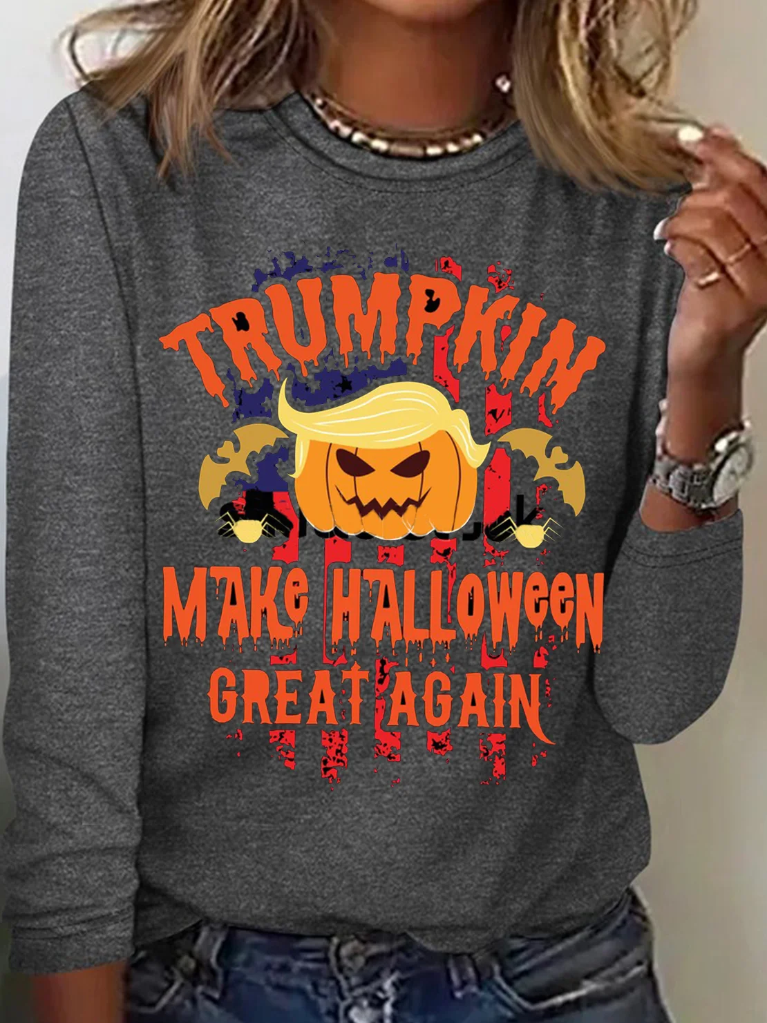 Loose Crew Neck Casual Halloween T-Shirt