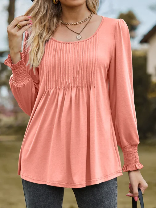 Jersey Casual Pleated T-Shirt