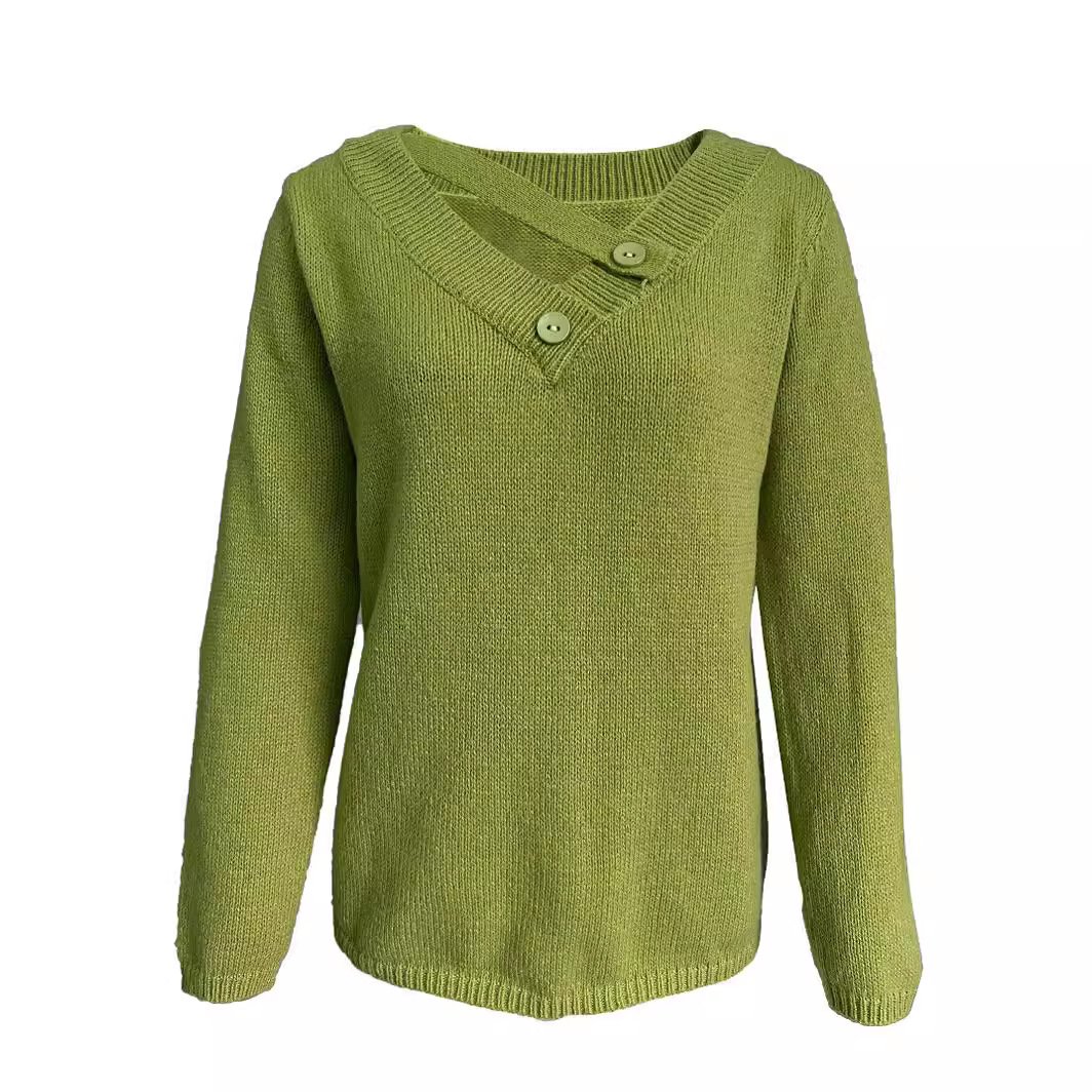 Plain Casual Yarn/Wool Yarn Loose Sweater