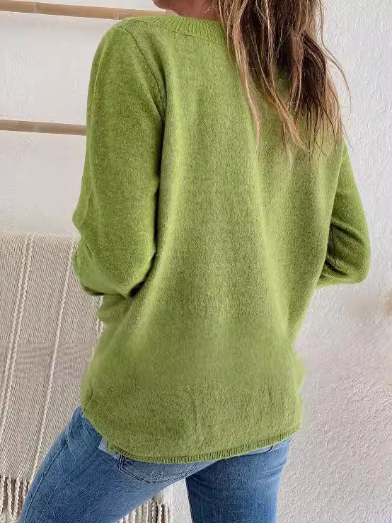 Plain Casual Yarn/Wool Yarn Loose Sweater