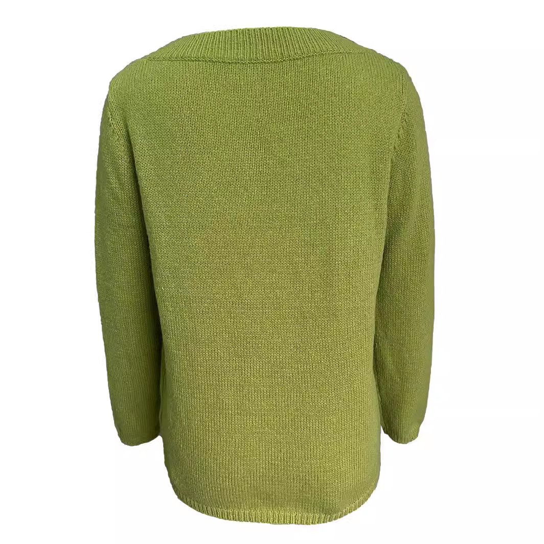 Plain Casual Yarn/Wool Yarn Loose Sweater