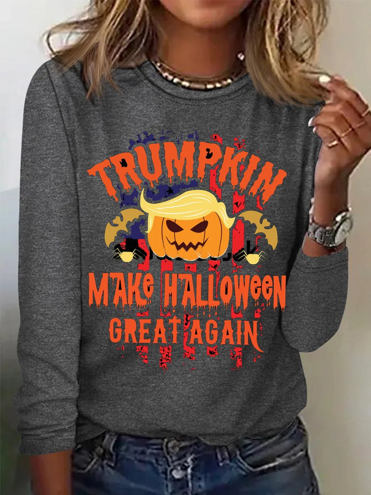 Loose Crew Neck Casual Halloween T-Shirt