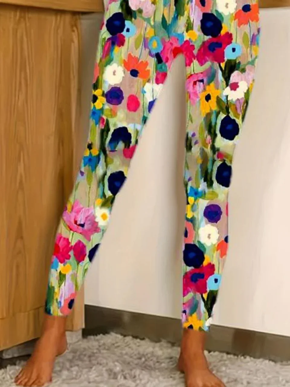 Casual Floral Jersey Tight Leggings