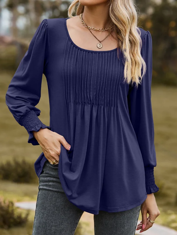 Jersey Casual Pleated T-Shirt