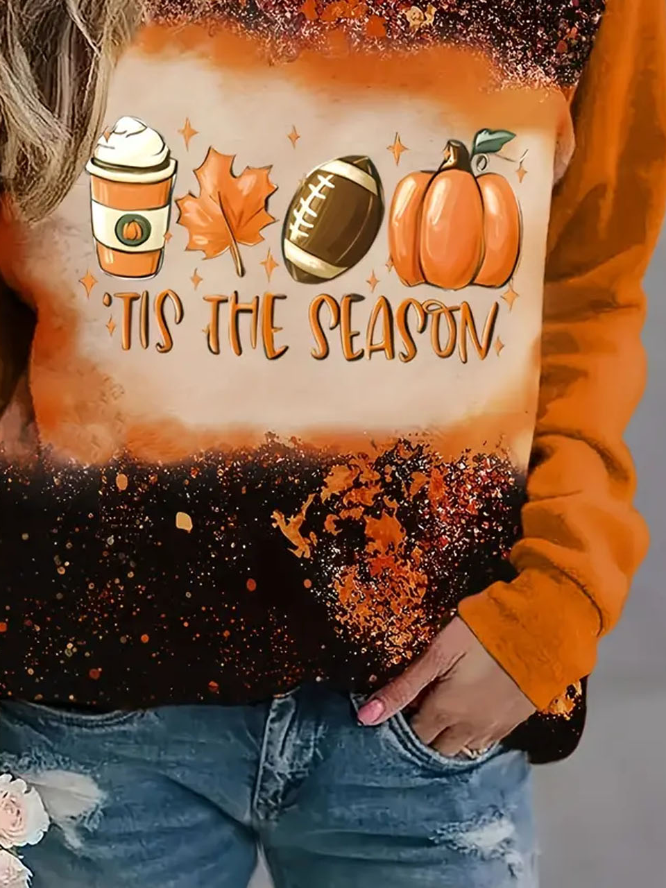 Halloween printed casual long sleeved round neck sweatshirt