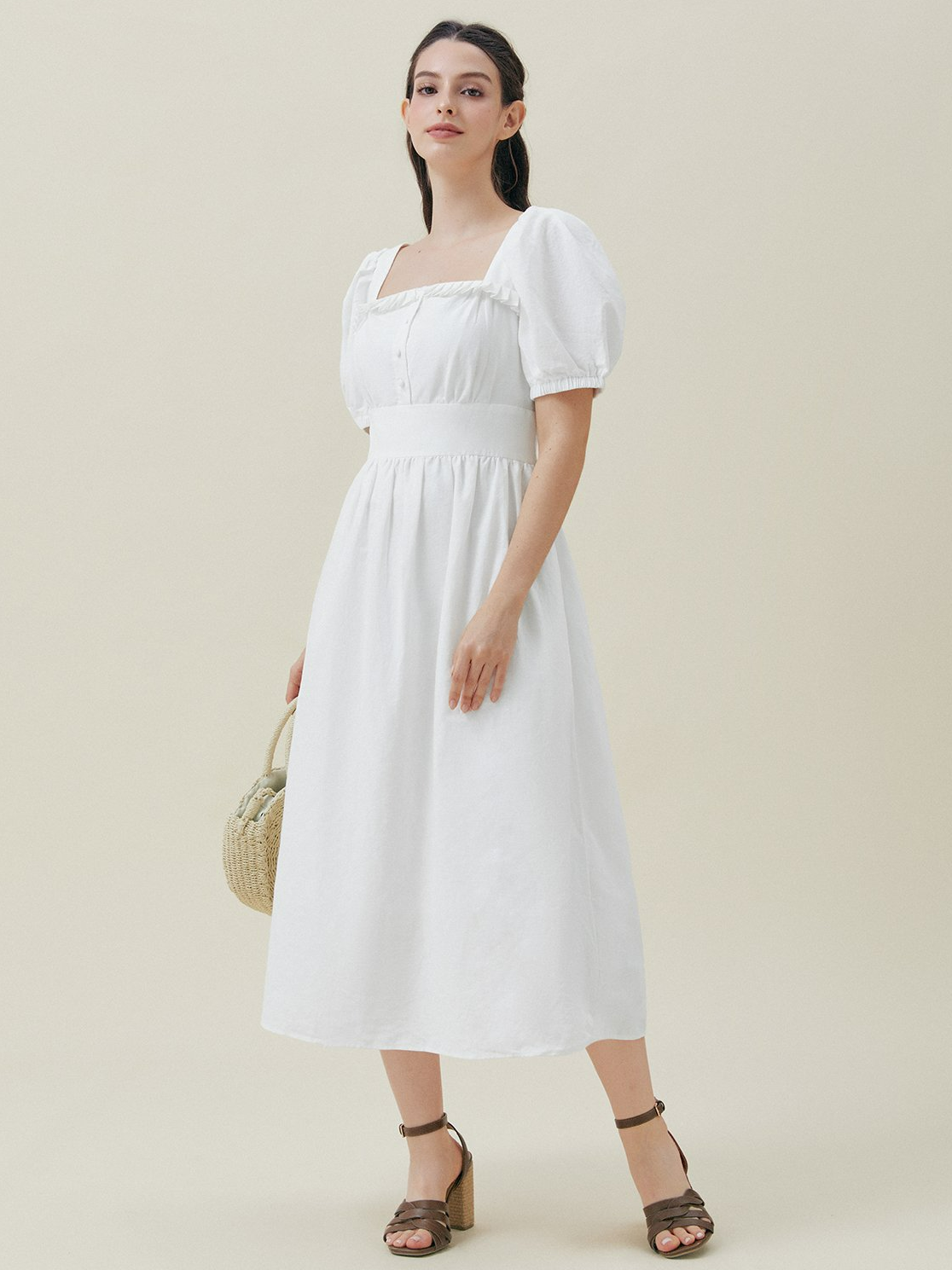 Plain Linen Vacation Dress