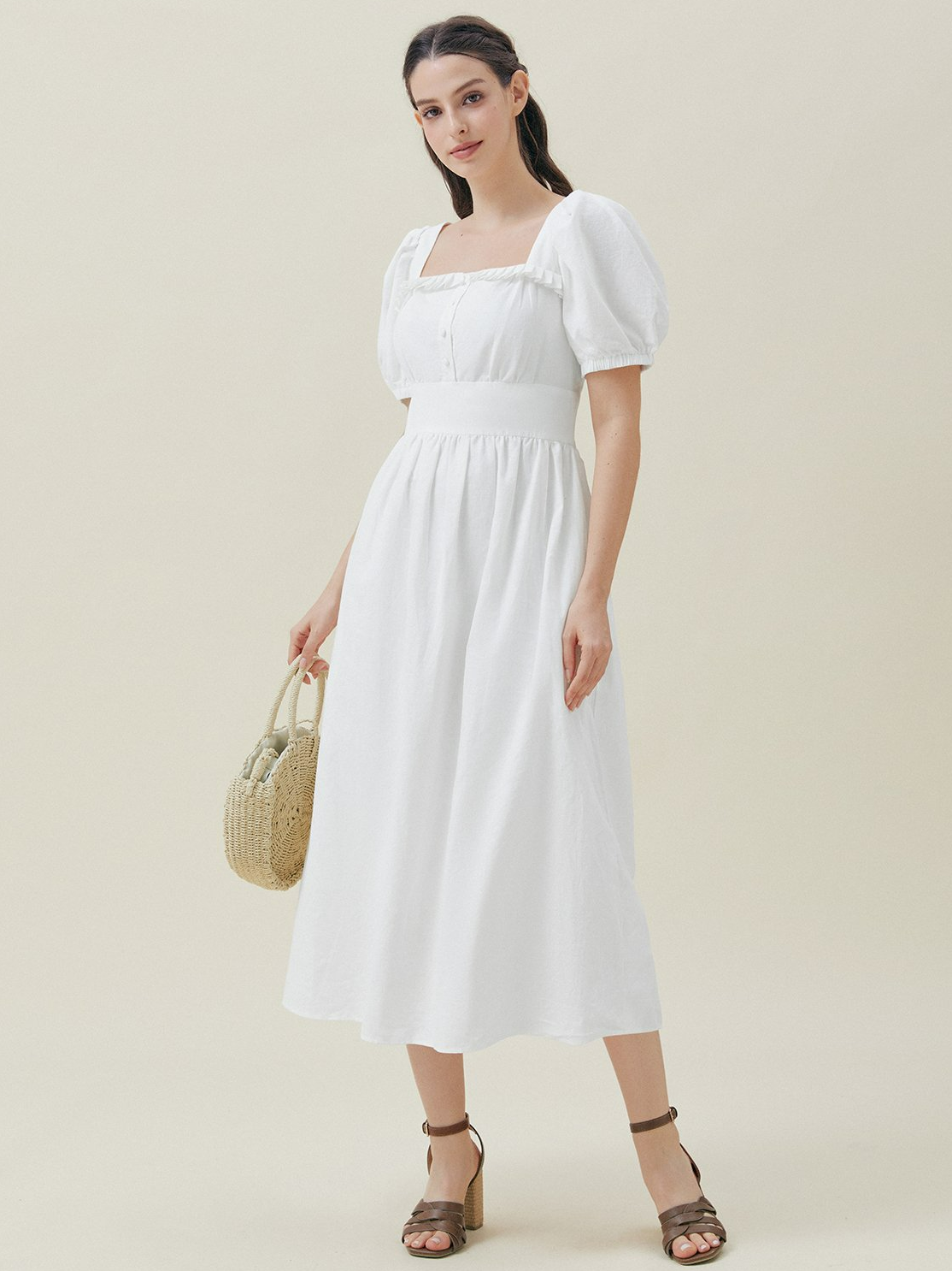 Plain Linen Vacation Dress