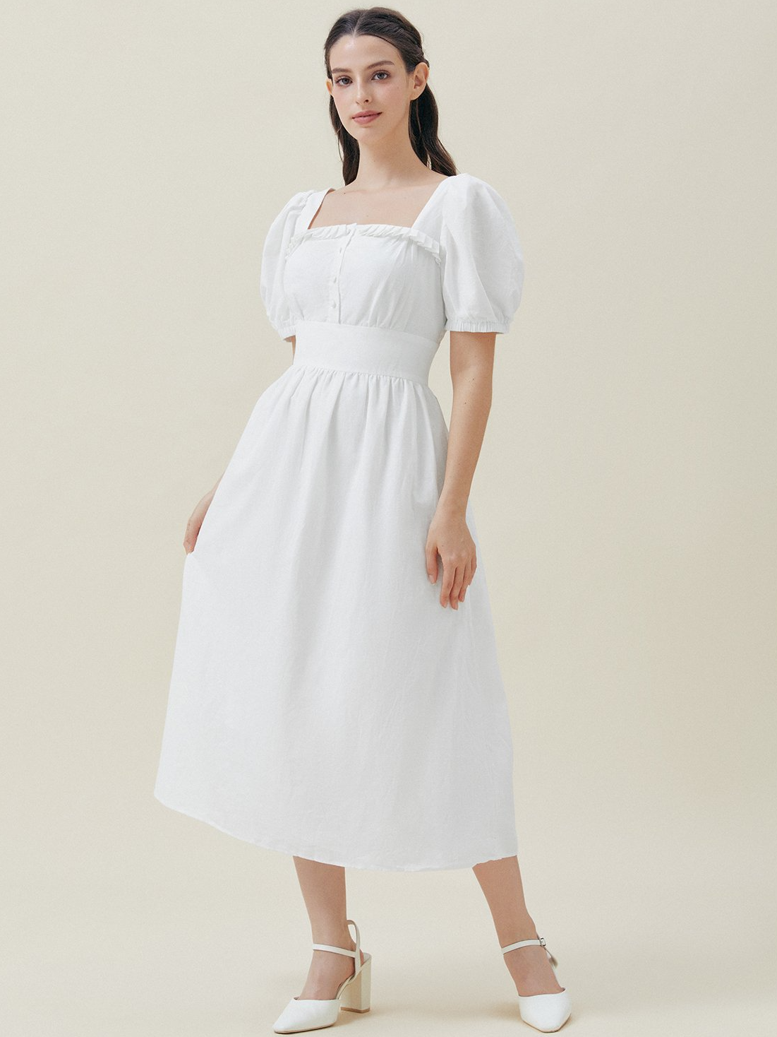 Plain Linen Vacation Dress