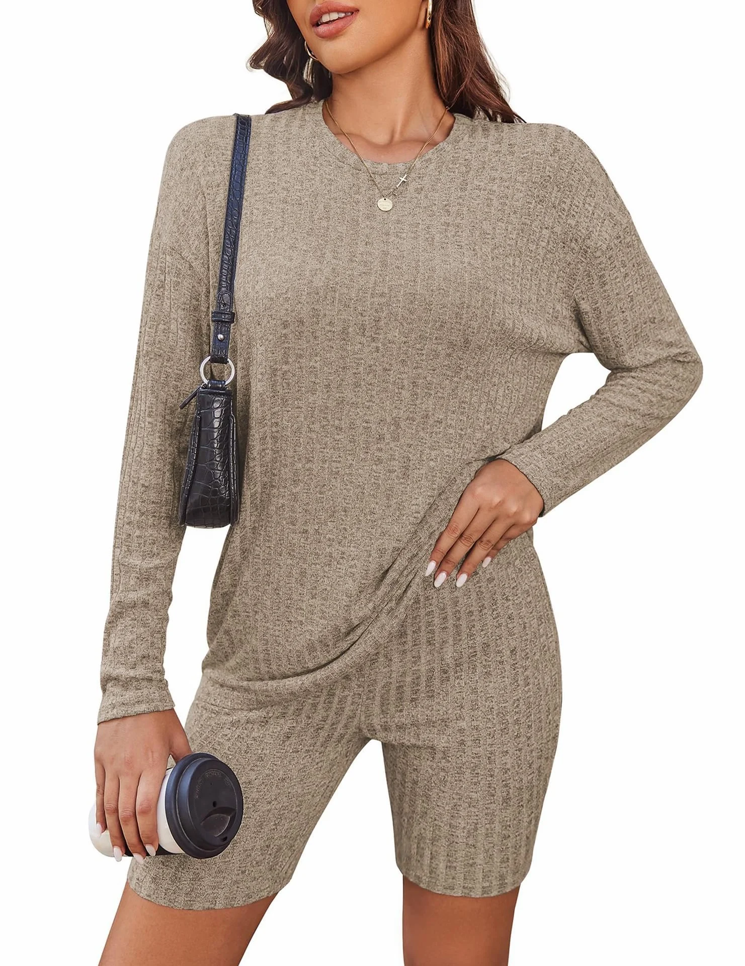 Plain Cotton Loose Casual Two-Piece Set