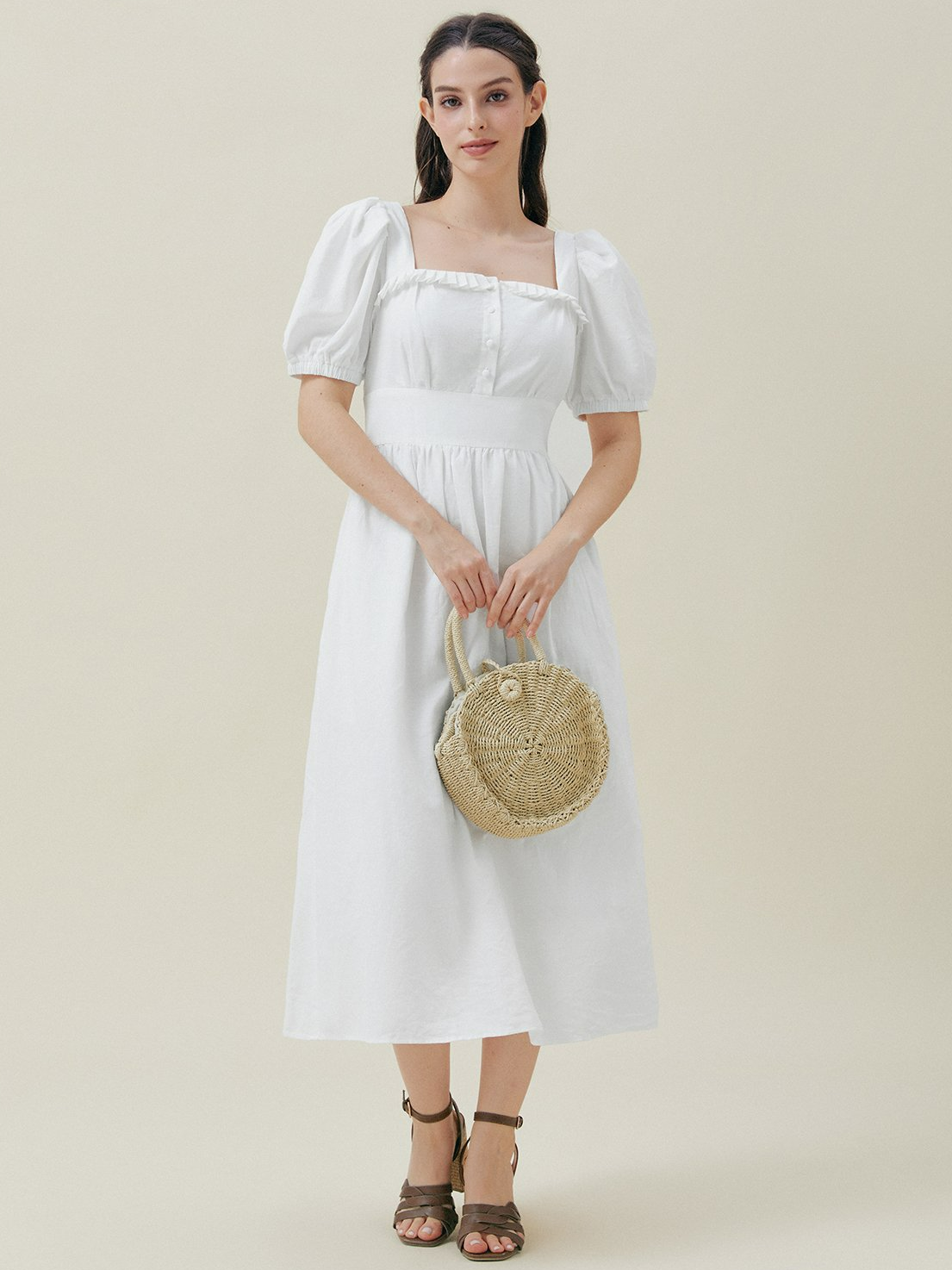 Plain Linen Vacation Dress