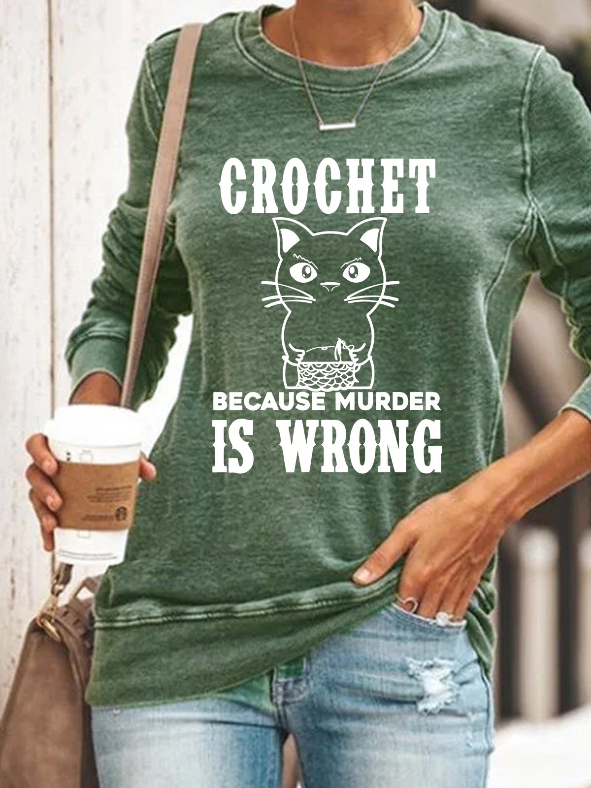 Crochet Because Murder Is Wrong Casual Sweatshirt