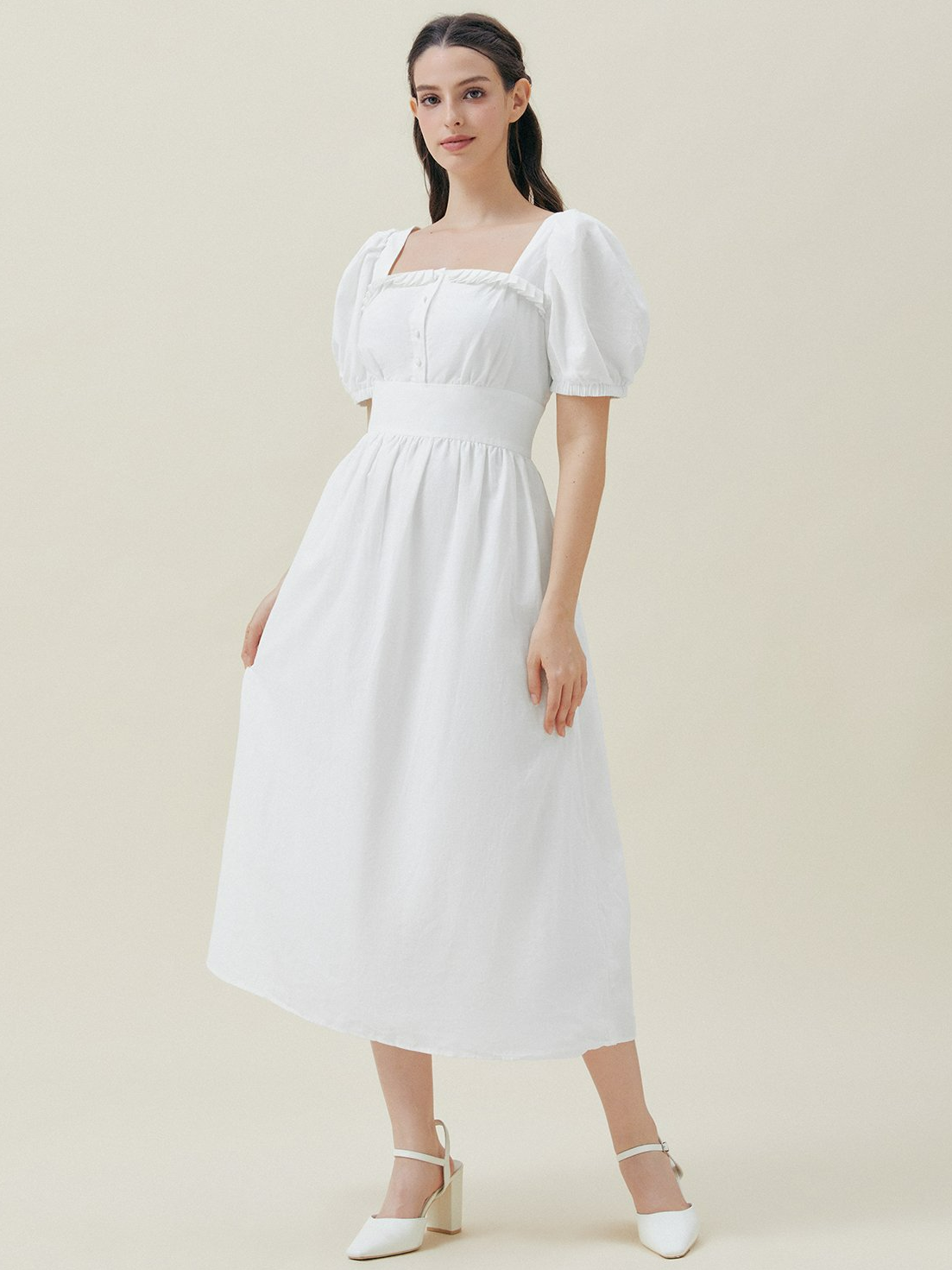 Plain Linen Vacation Dress