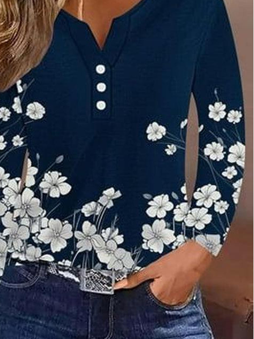 Casual Floral Buckle T-Shirt