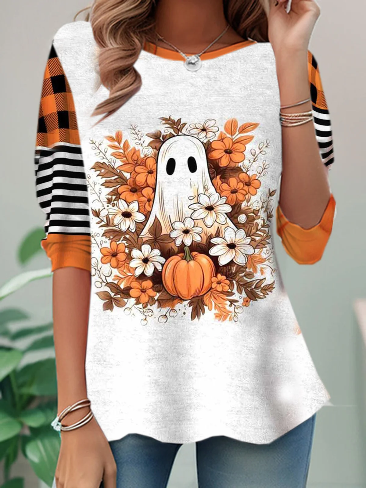 Loose Casual Crew Neck Halloween T-Shirt