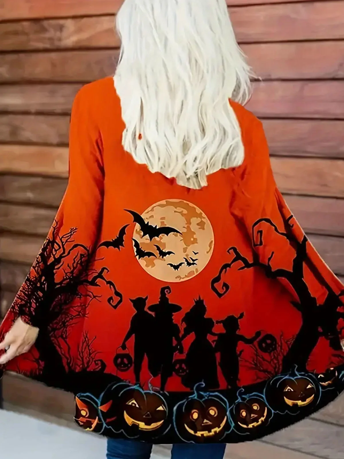 Halloween Pumpkin Casual Women's cardigan