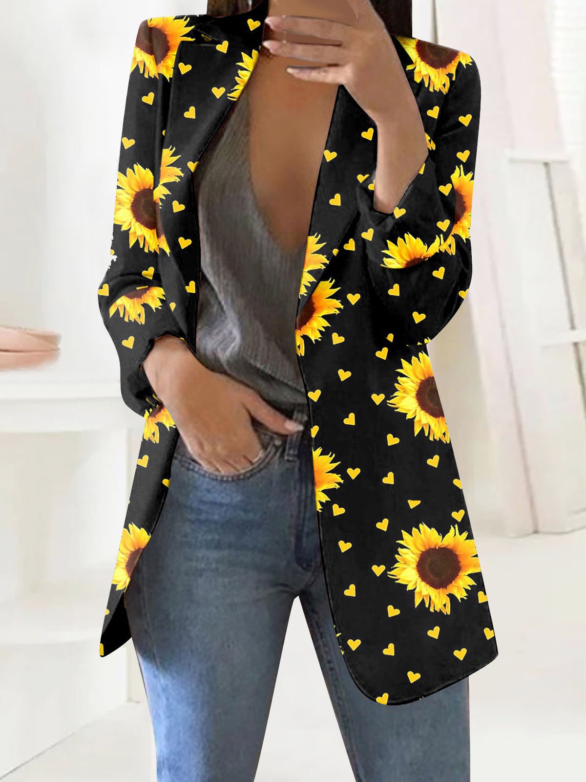 Floral Casual Loose Blazer