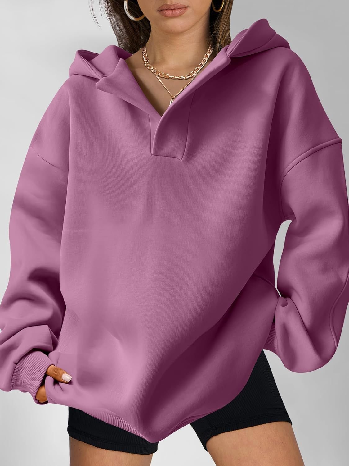 Spring/Fall Loose Casual  Plain Hoodie For Women