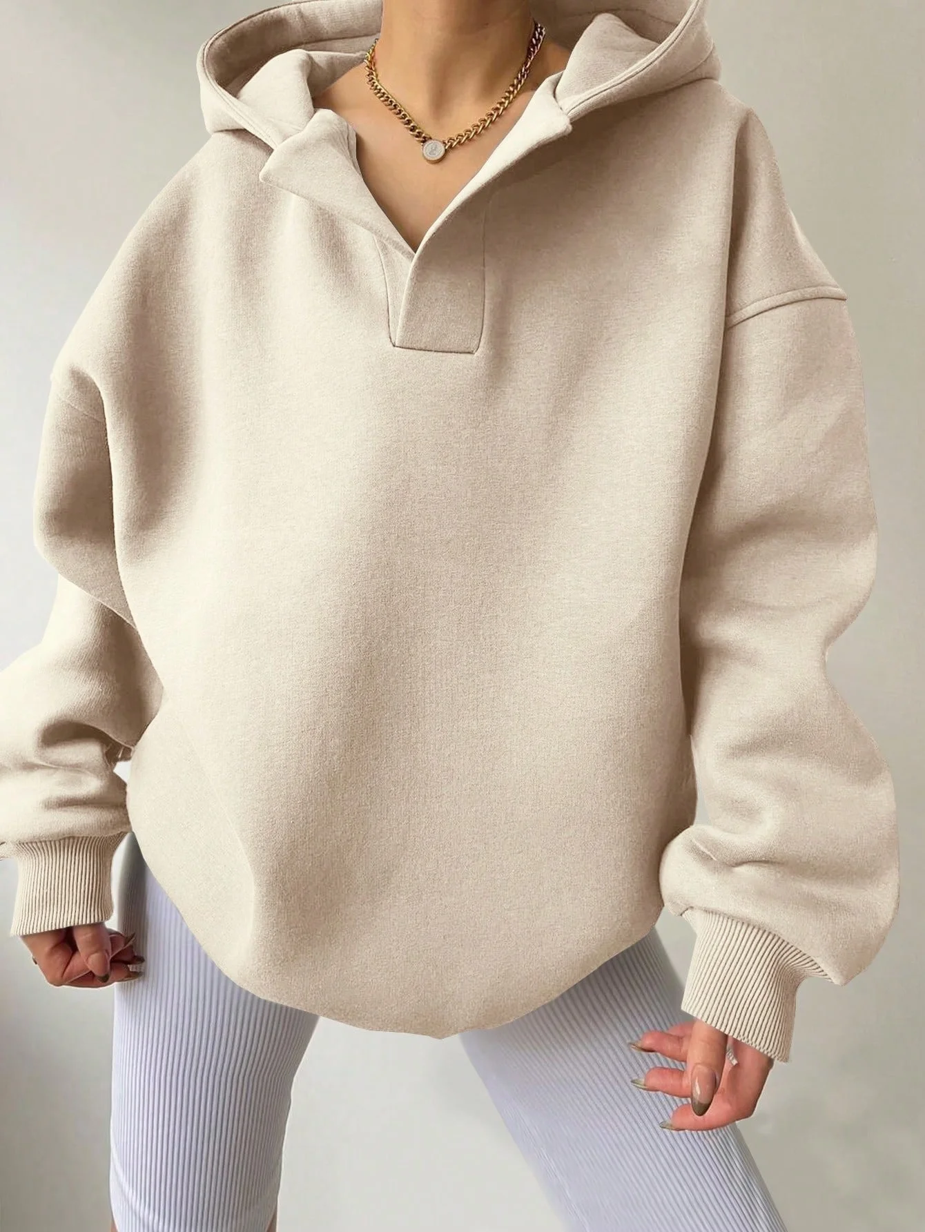 Spring/Fall Loose Casual  Plain Hoodie For Women