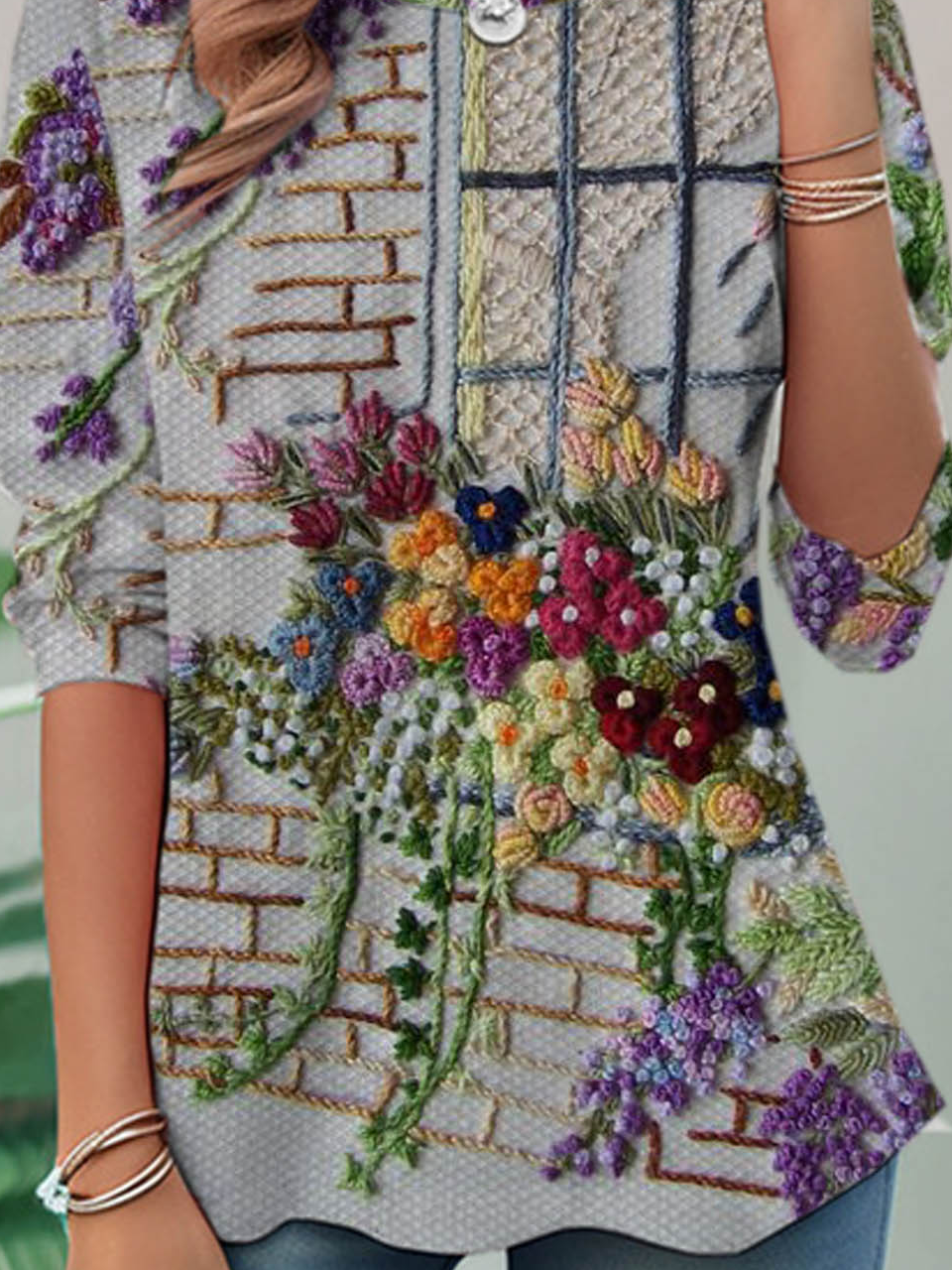 Casual Floral Loose Jersey T-Shirt