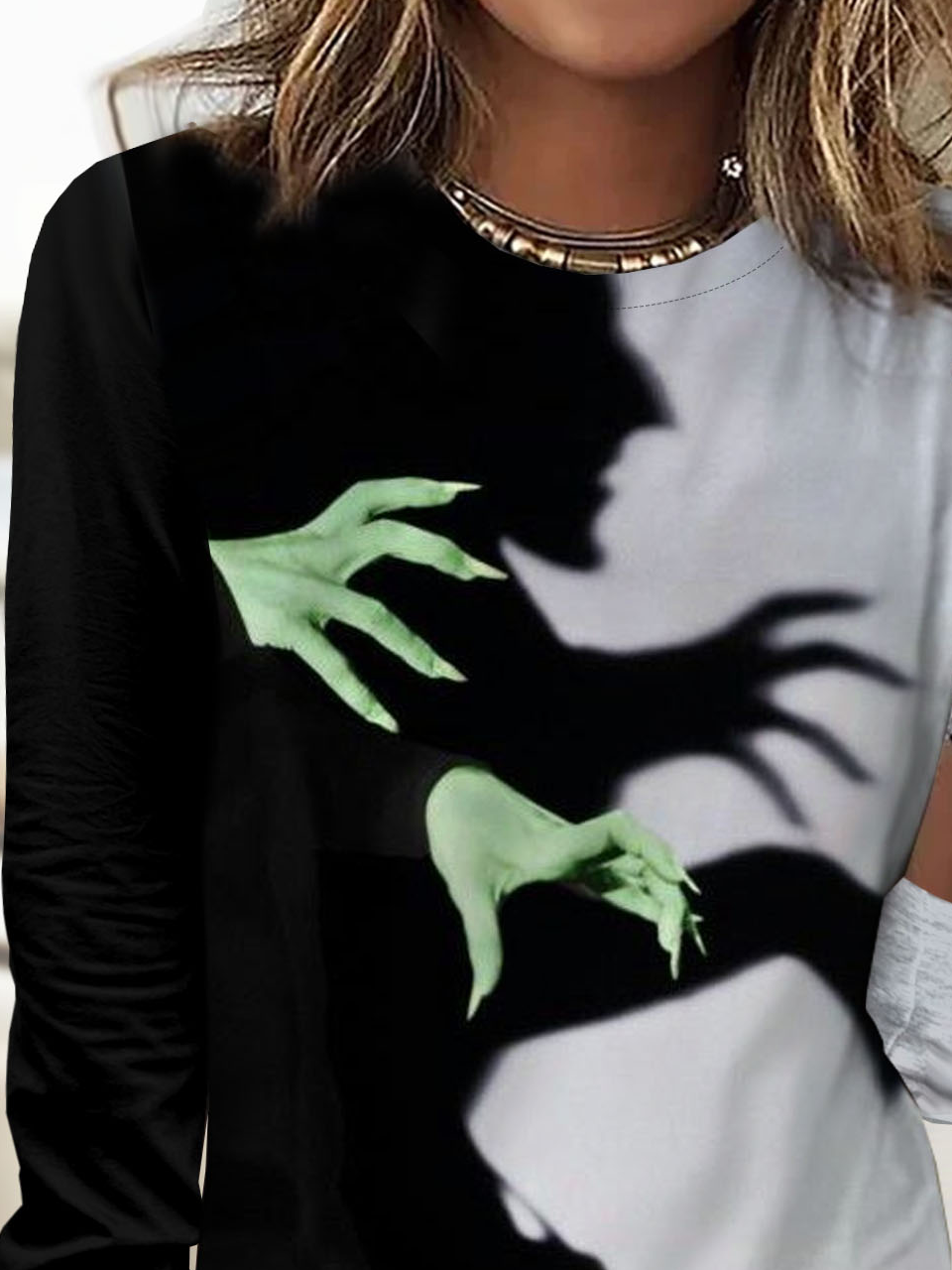 Halloween printed round neck casual T-shirt