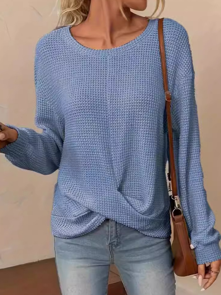 Loose Knitted Plain Casual T-Shirt