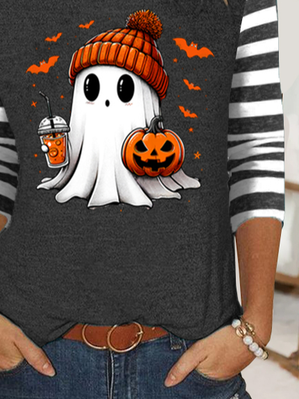 Casual Crew Neck Halloween T-Shirt