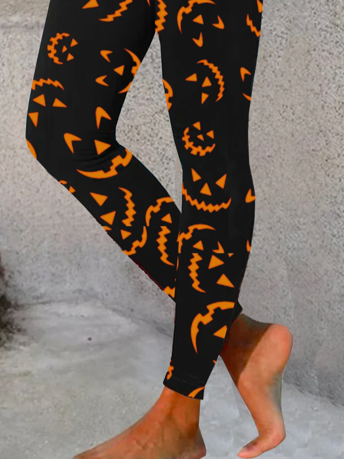 Tight Jersey Halloween Casual Leggings