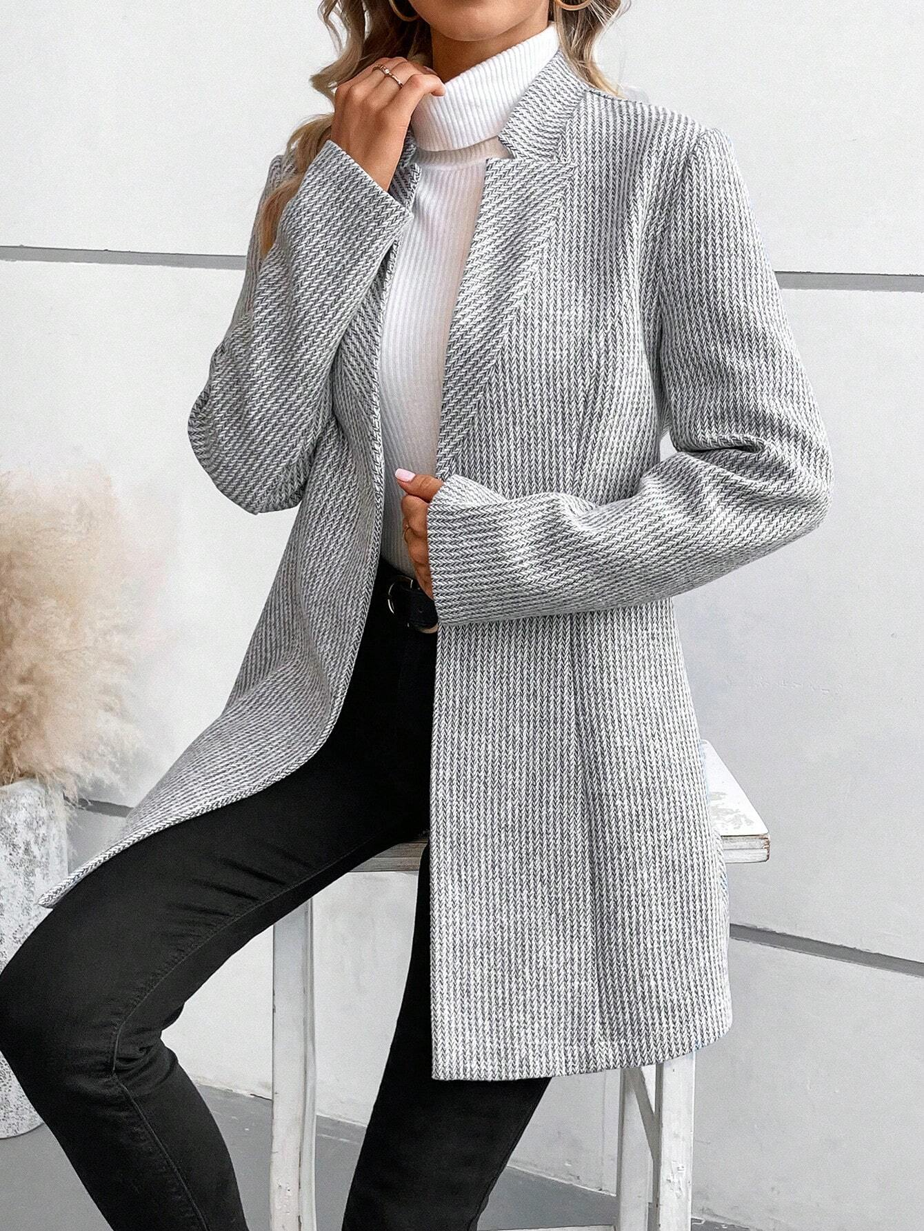 Casual Plain Loose Lapel Collar Jacket