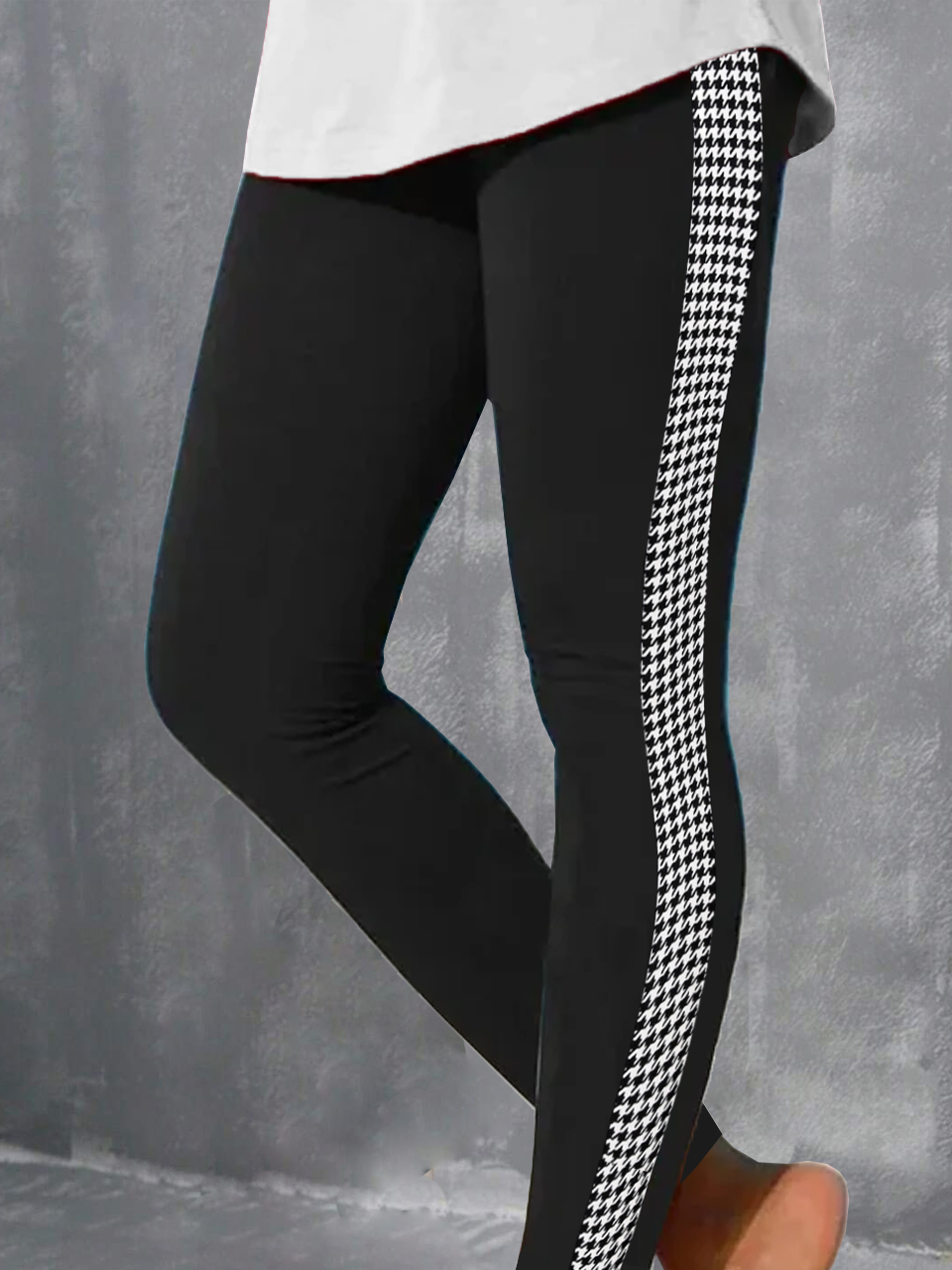 Tight Houndstooth Casual Leggings