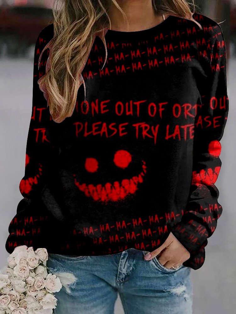 Loose Crew Neck Halloween Casual Sweatshirt