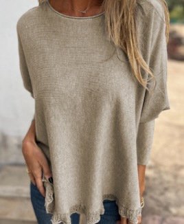 Loose Crew Neck Wool/Knitting Casual Sweater