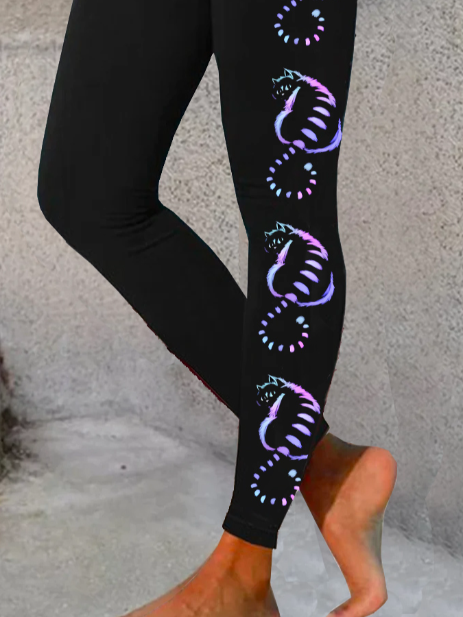 Cat Tight Jersey Casual Leggings