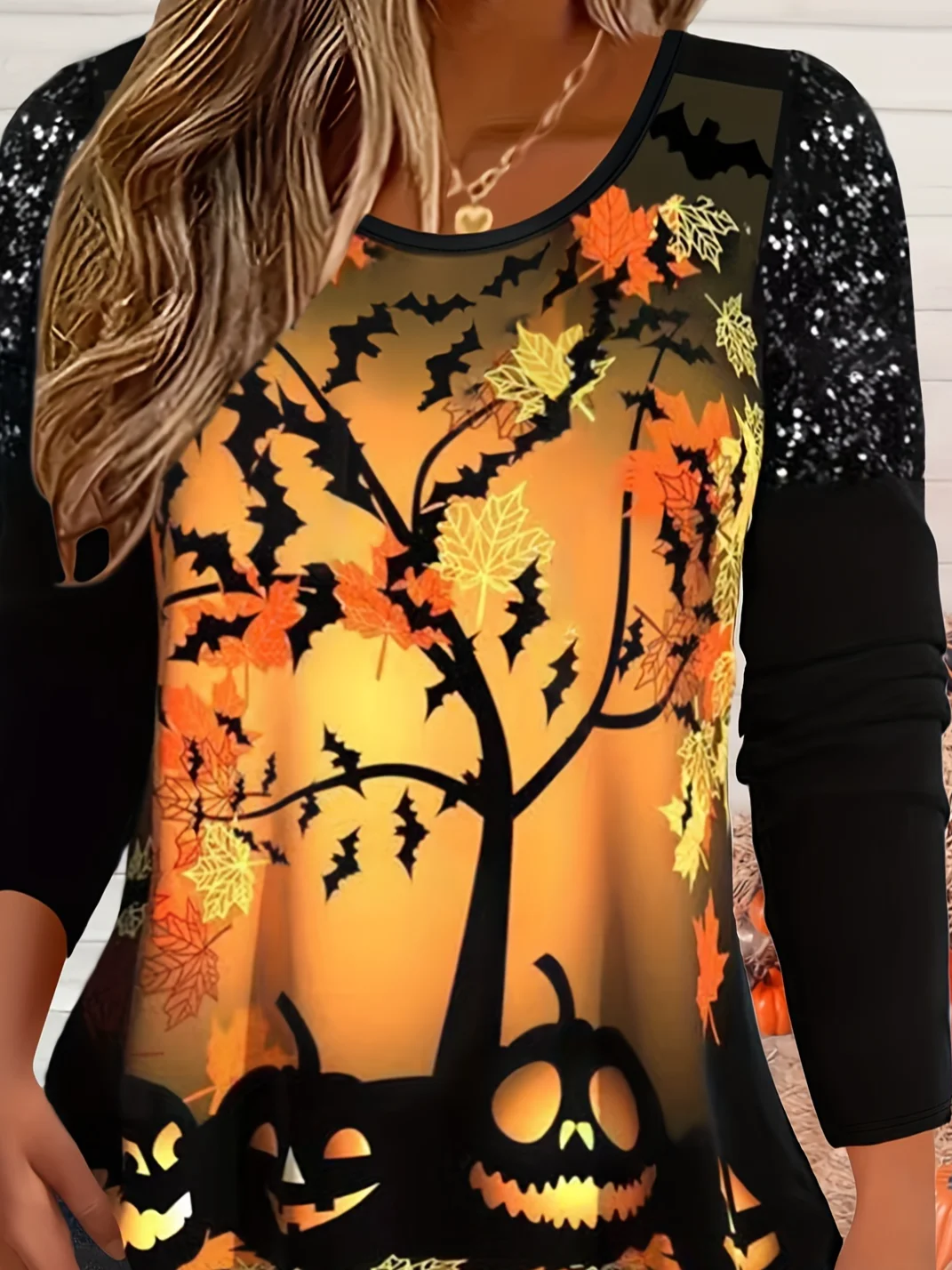 Casual Halloween Jersey Loose T-Shirt