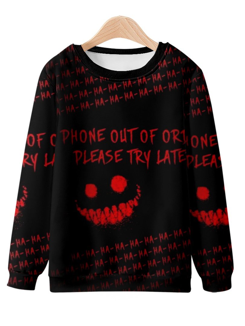 Loose Crew Neck Halloween Casual Sweatshirt