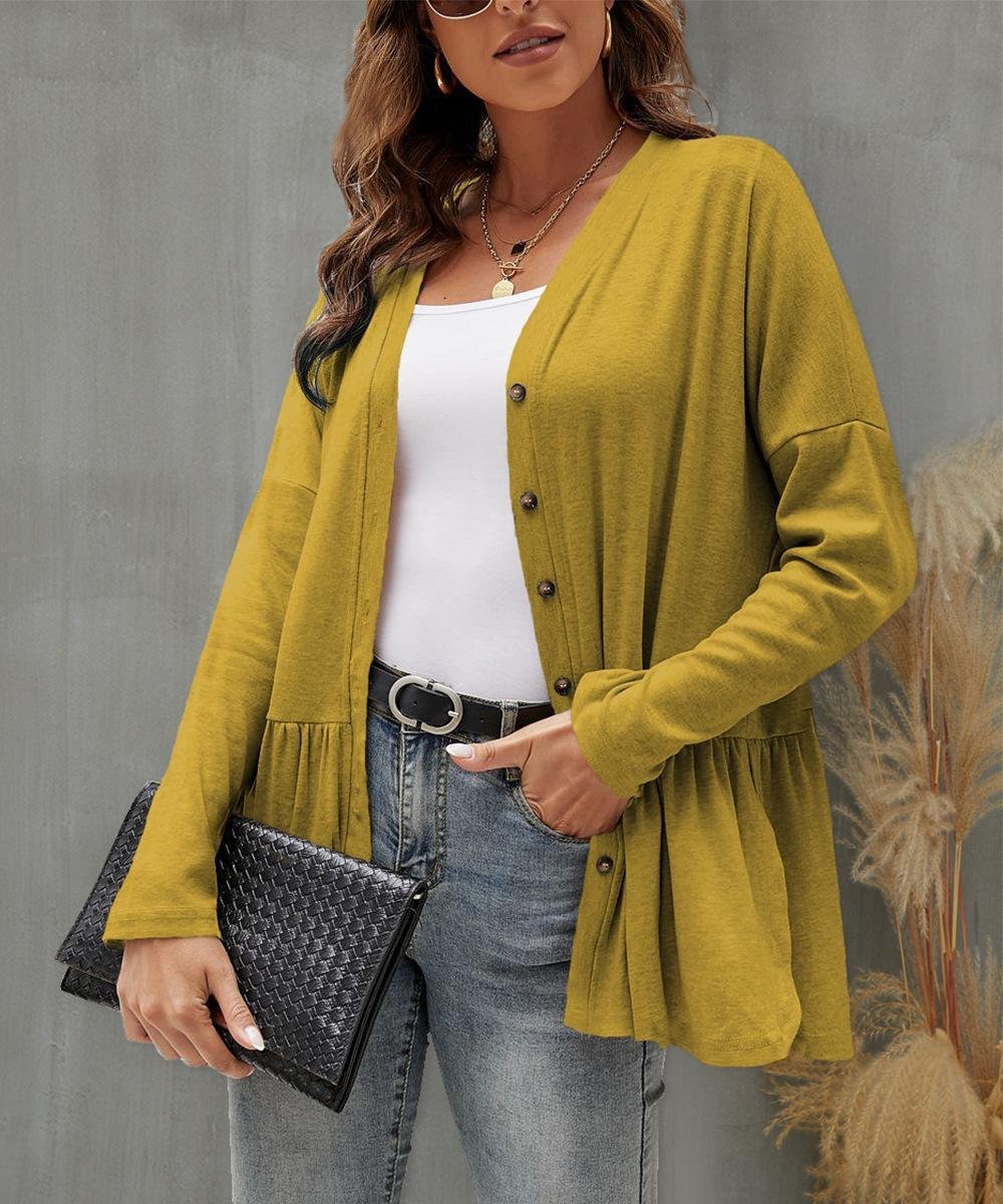 Plain Casual Crew Neck Loose Jacket