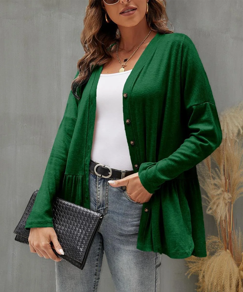 Plain Casual Crew Neck Loose Jacket