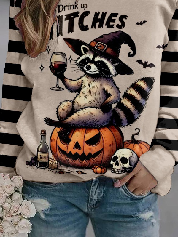 Halloween Drink Up Witches raccoon  Sweatshirt